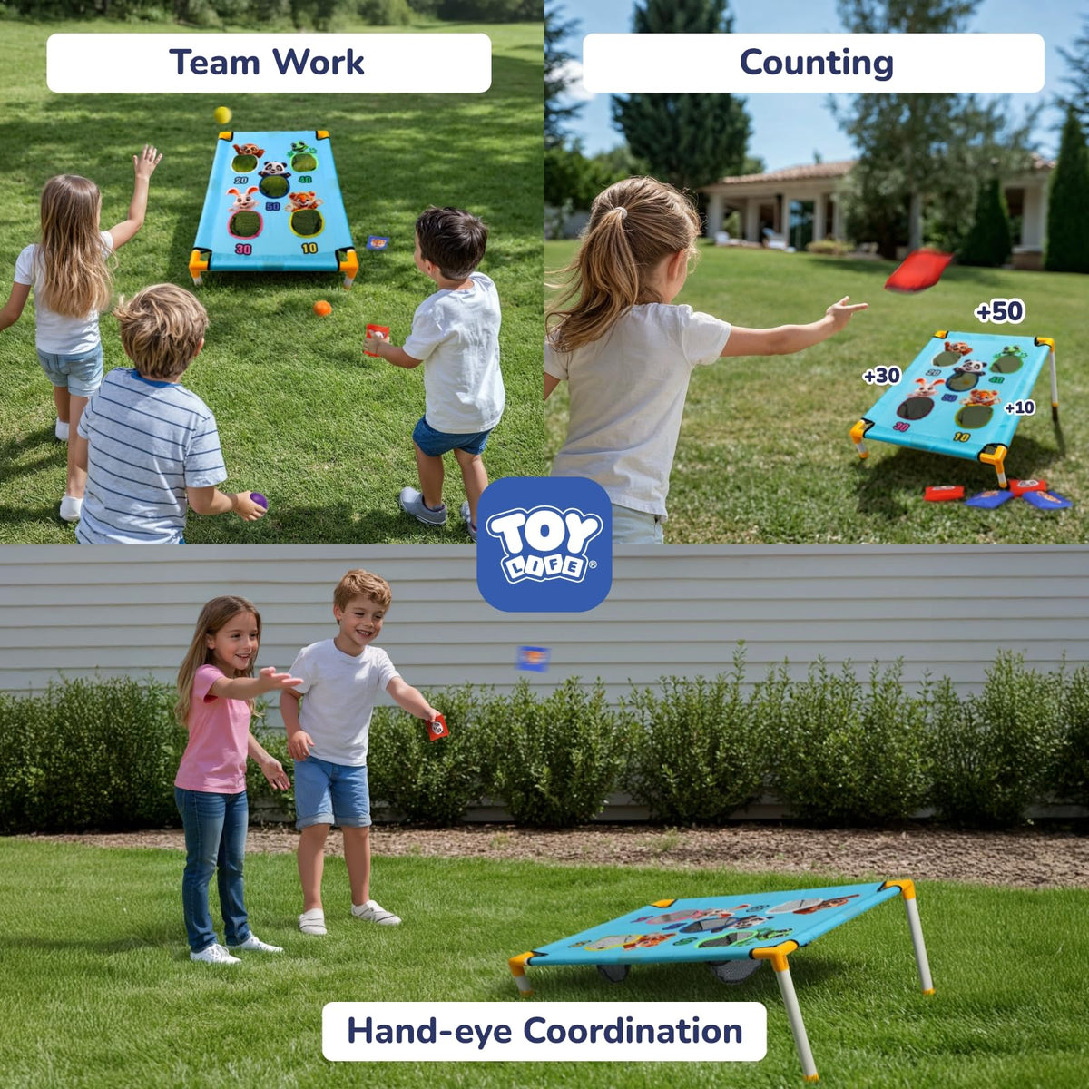 TOY Life toddler-friendly corn hole for indoor or outdoor play.