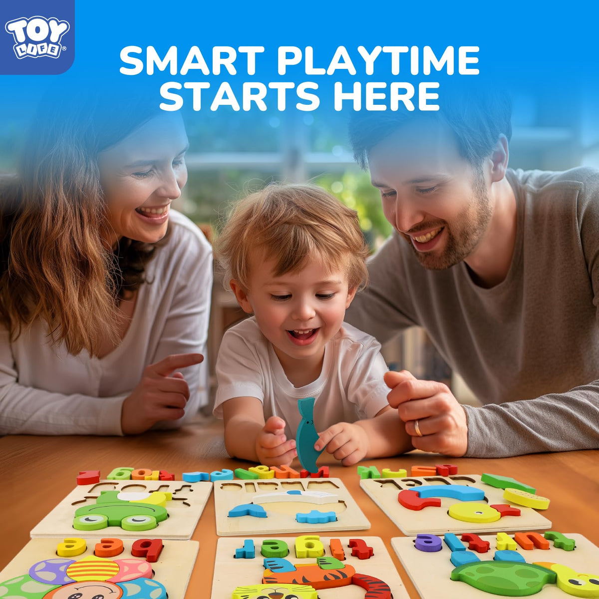 TOY Life Toddler Puzzles – wooden pieces with smooth edges for safe, easy grasp.