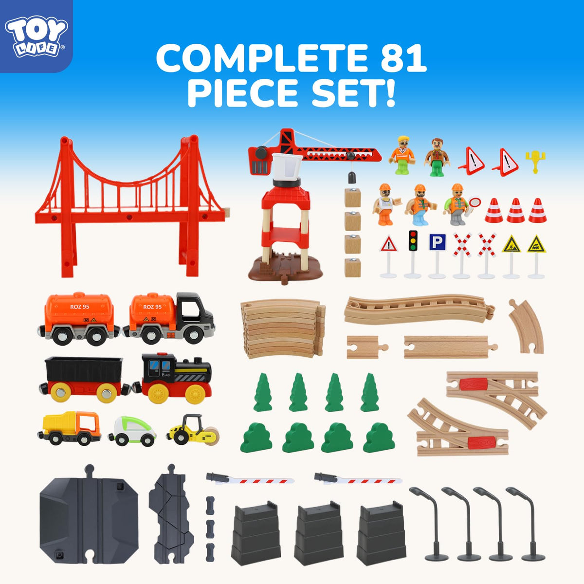 TOY Life trains glide along tracks, encouraging focus and fine motor exploration.