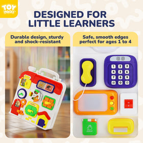 TOY Life Travel-friendly Busy Board with a handle is ideal for car trips.