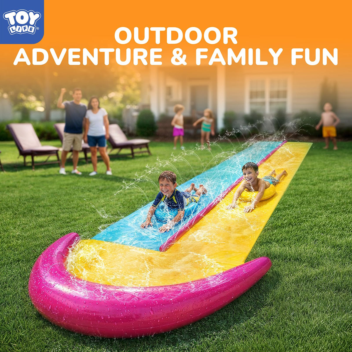 TOY Life two-lane slip splash and slide for friendly competitive fun
