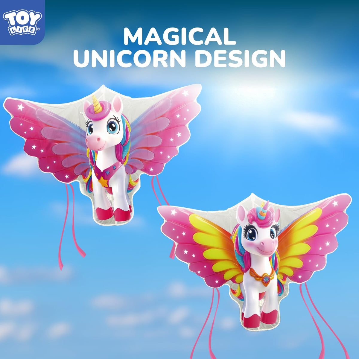 TOY Life unicorn kite 2-pack for shared outdoor fun.