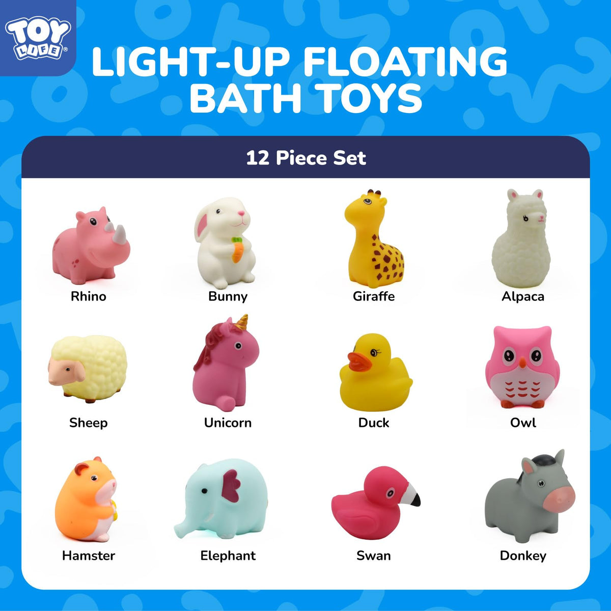 TOY Life water-activated bath toys glow when submerged.