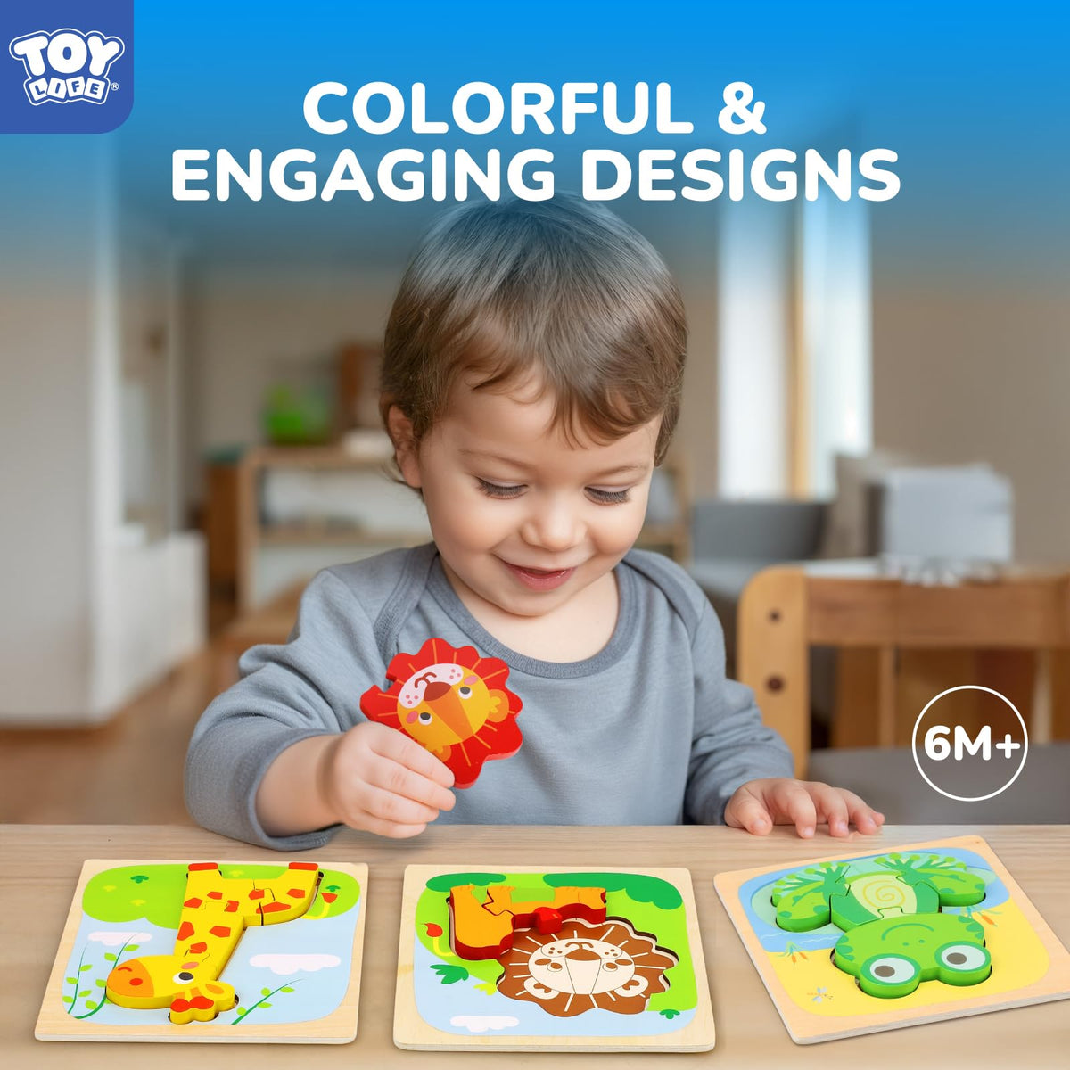 TOY Life wooden puzzle cow aids shape sorting and cognitive development