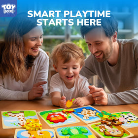 TOY Life 12-shape wooden puzzle with bright colors