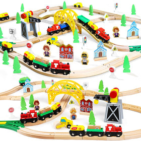 TOY Life wooden train set 60pcs – complete track system for imaginative play.
