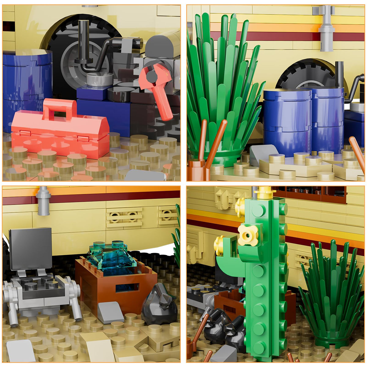 TOY PLAYER Breaking RV Adventure Set smoking chimney detail adds realism to the build