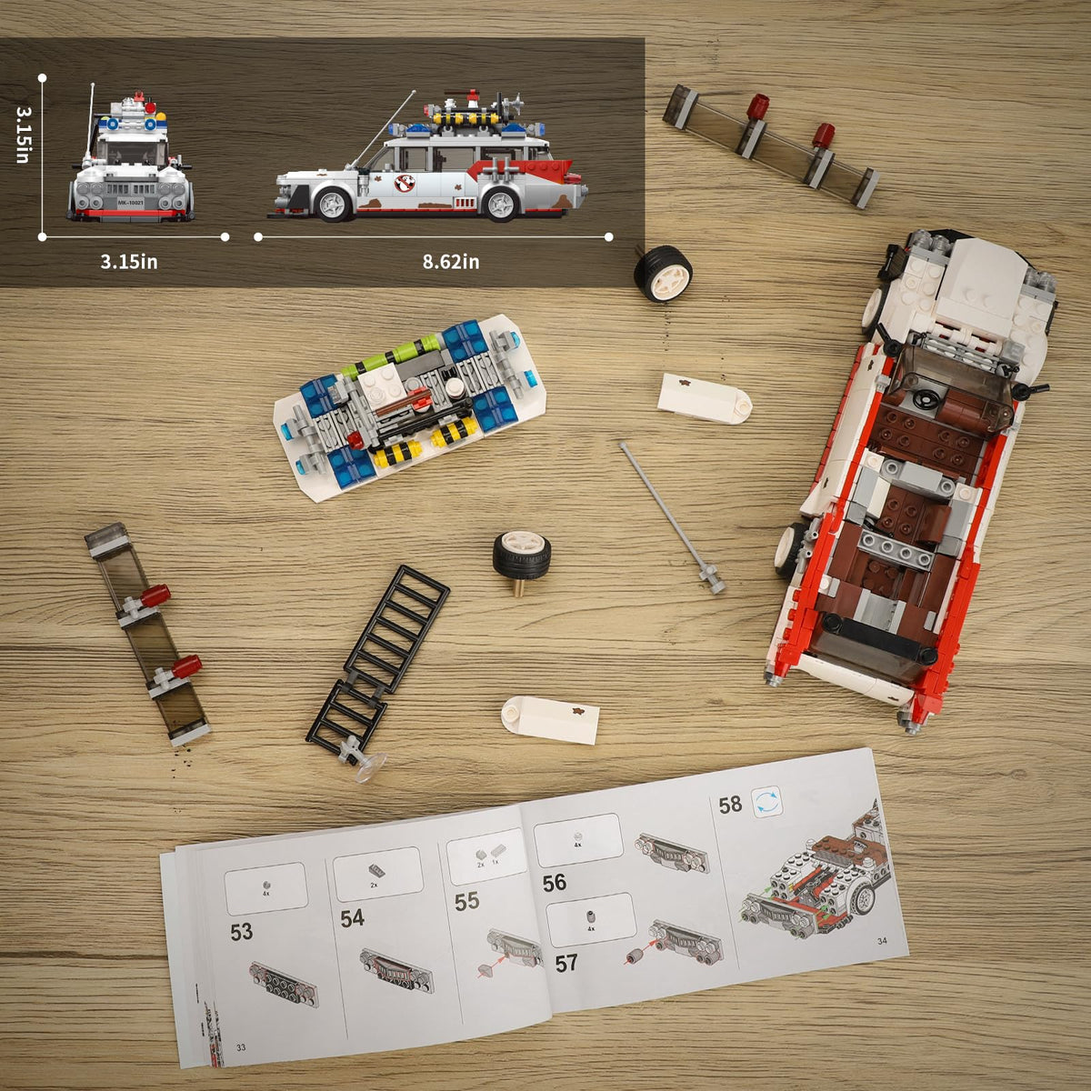 TOY PLAYER ECTO-1 646-piece kit with clear step-by-step instructions