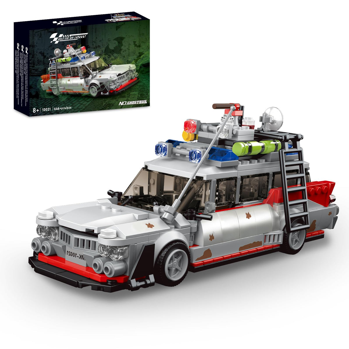 TOY PLAYER ECTO-1 ghost car front view for display and collection