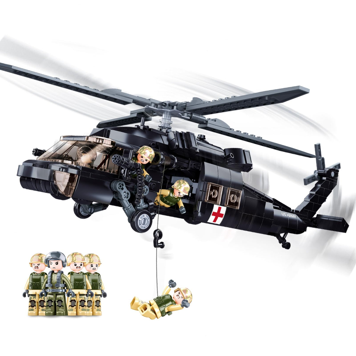 TOY PLAYER UH-60 helicopter model with authentic detailing for display.