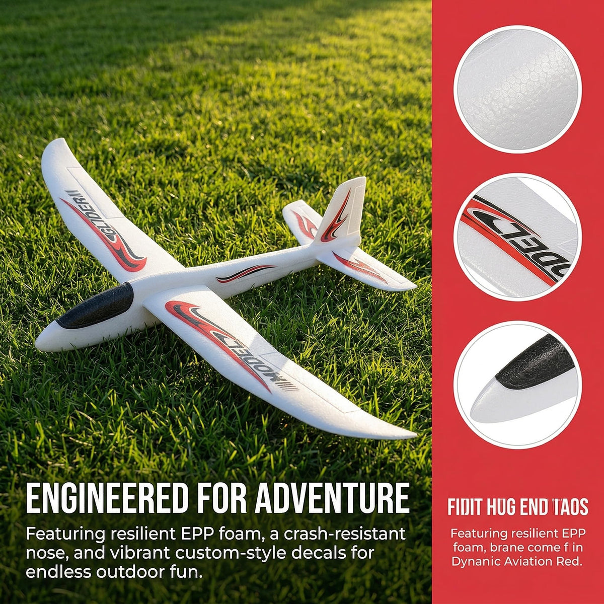 TOYANDONA indoor friendly foam airplane suitable for light indoor play.