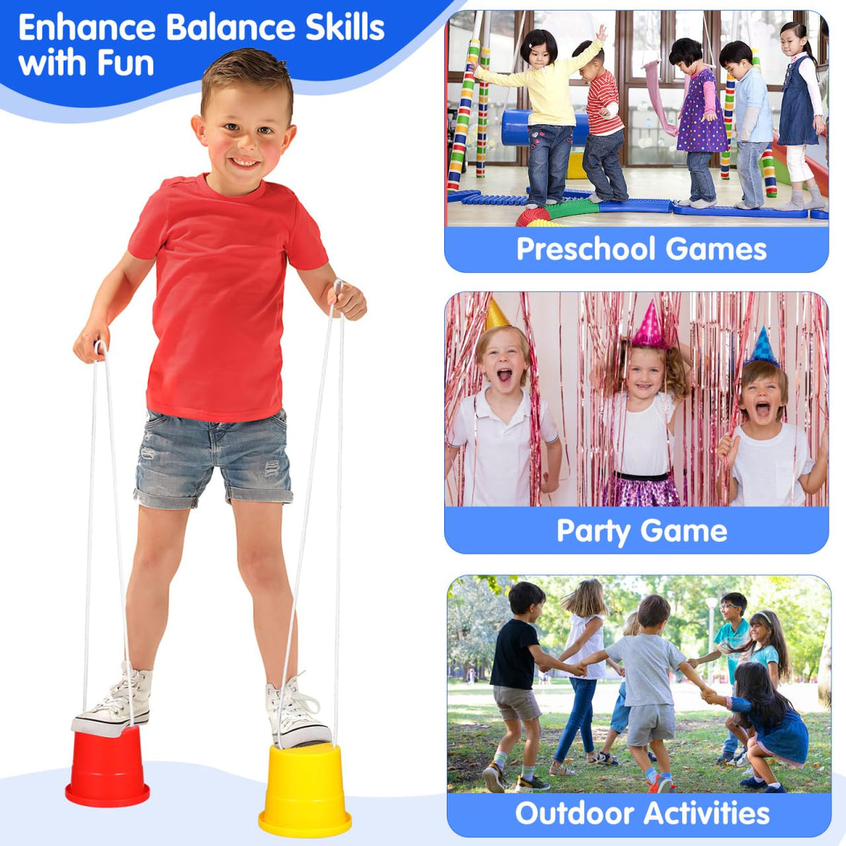 TOYANDONA: safe plastic kids stilts designed for light, sturdy play