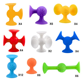 Toyara suction cups stick to flat surfaces for travel and independent play