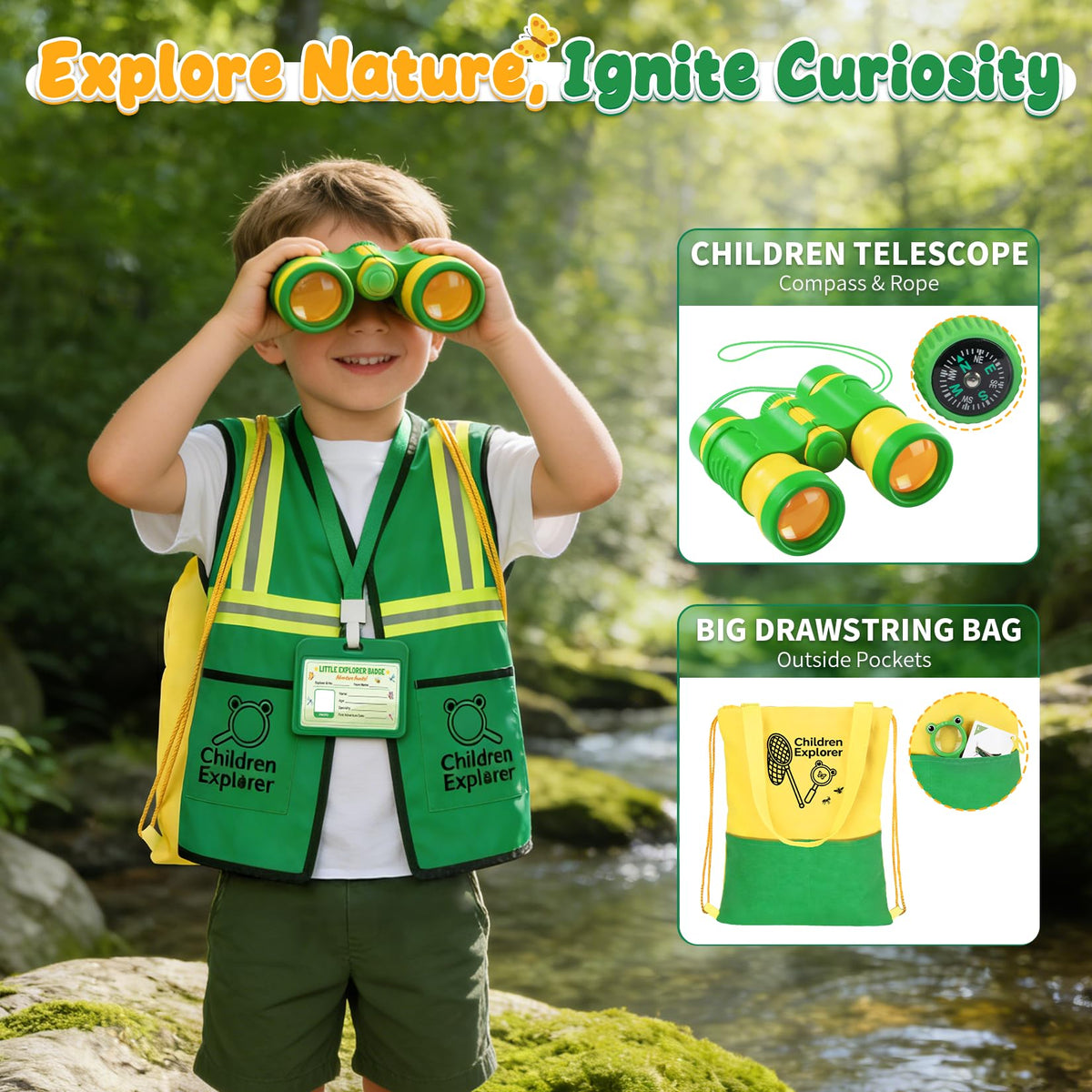 Toycost bug catcher telescope enables distant viewing for curious young naturalists.