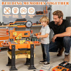 Toycost kids tool bench transform showing quick switch from kit to workbench