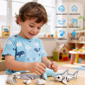 Toycost magnetic ocean puzzle-parts: split design reveals internal bone-like structure during play.