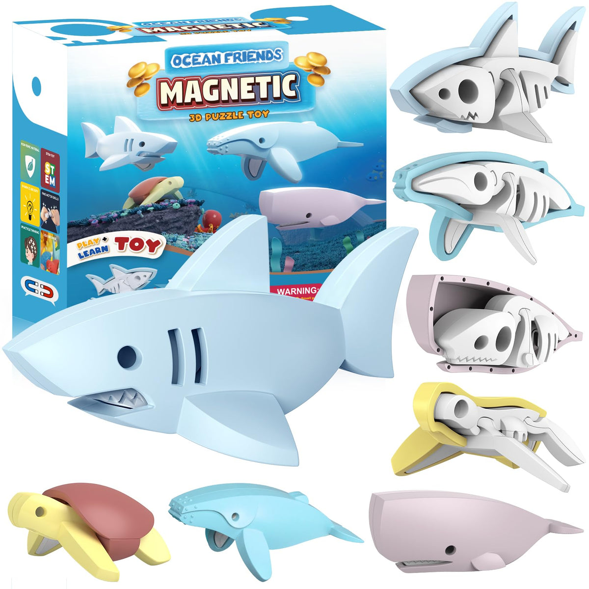 Toycost magnetic ocean turtle: durable, kid-friendly DIY sea life puzzle for STEM learning.