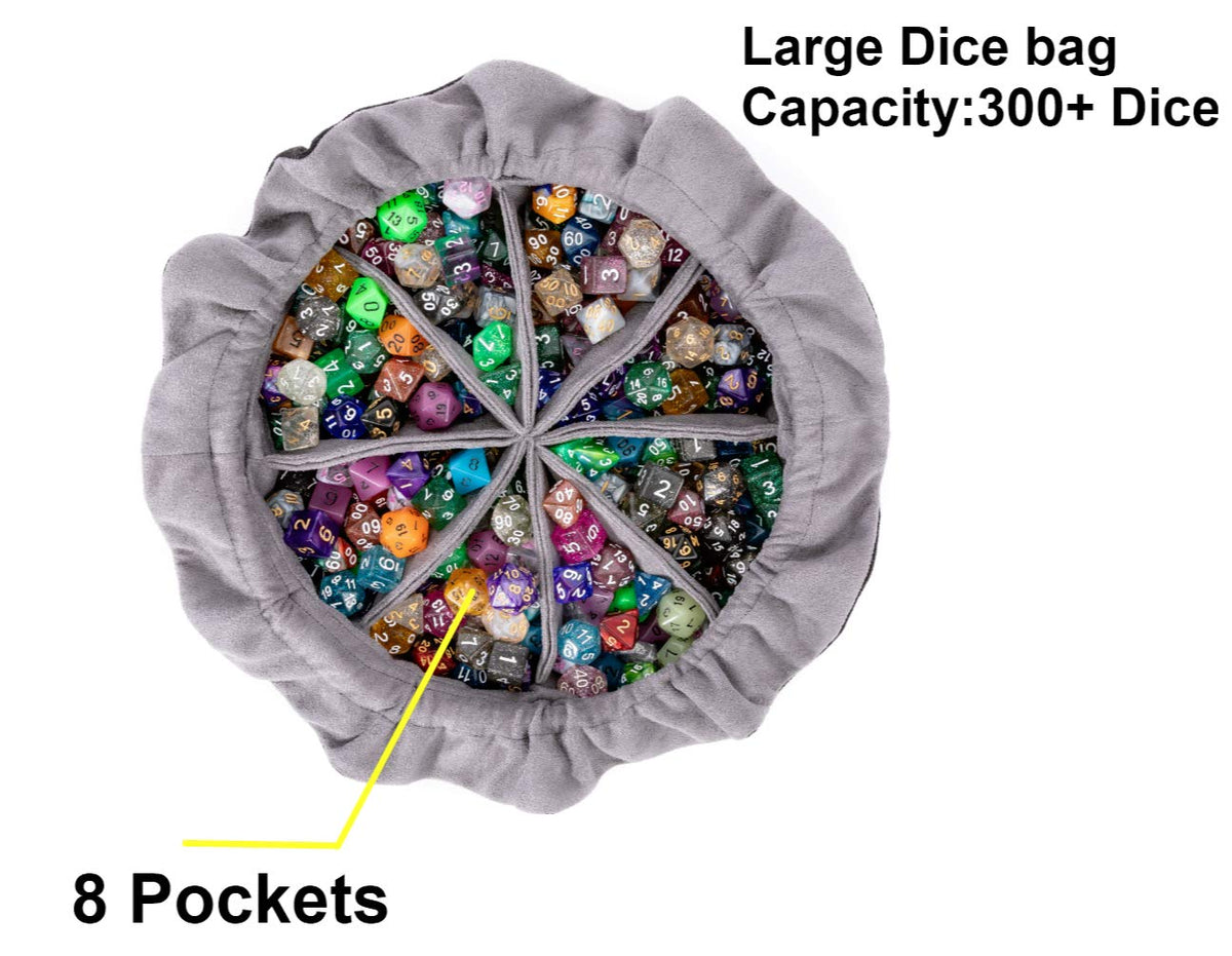 TOYFUL dice bag round base 11 inch diameter keeps dice stable.