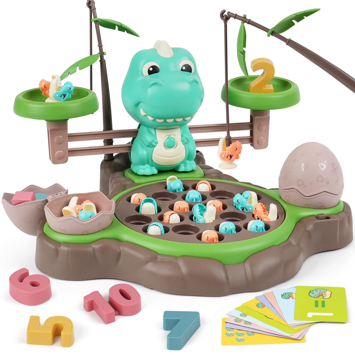 ToyFuntasy dinosaur fishing on a 360° base boosts hand-eye coordination during play.
