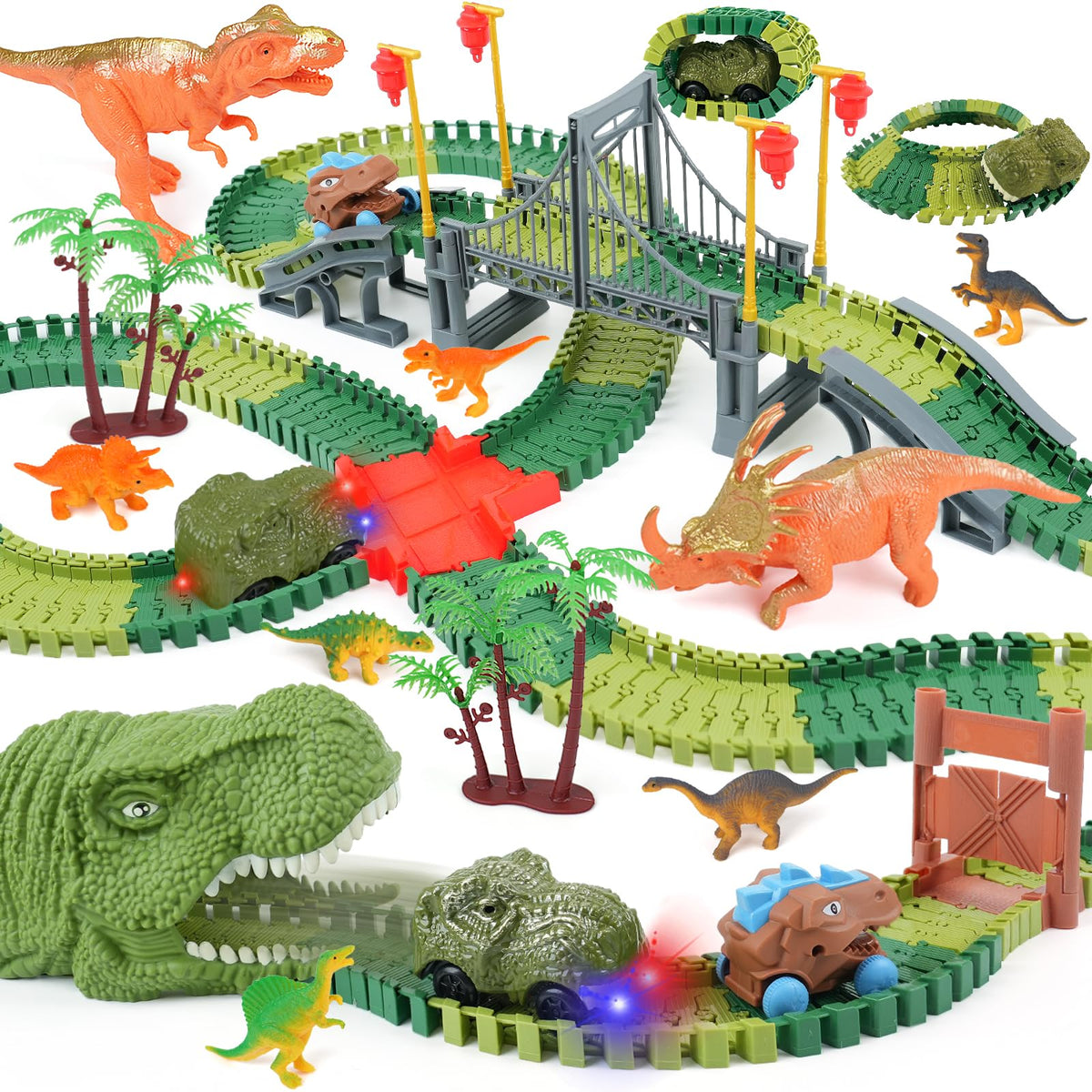 ToyFuntasy dinosaur track set showcases flexible layout for imaginative play