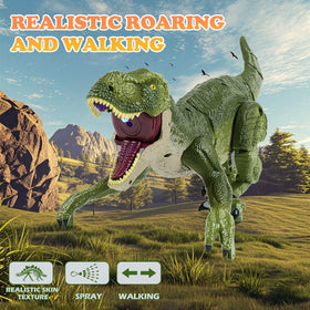 ToyFuntasy RC dinosaur sprays and lights for vivid pretend scenes.