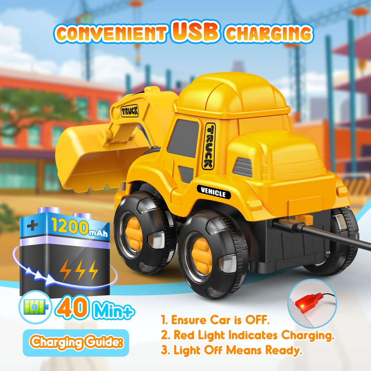 Toyjolka built-in music adds fun sensory cues during pretend construction scenes.