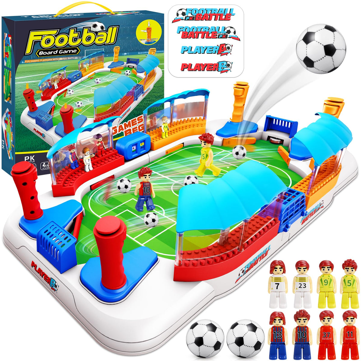 Toyjolka mini foosball table players in action for quick family matches.