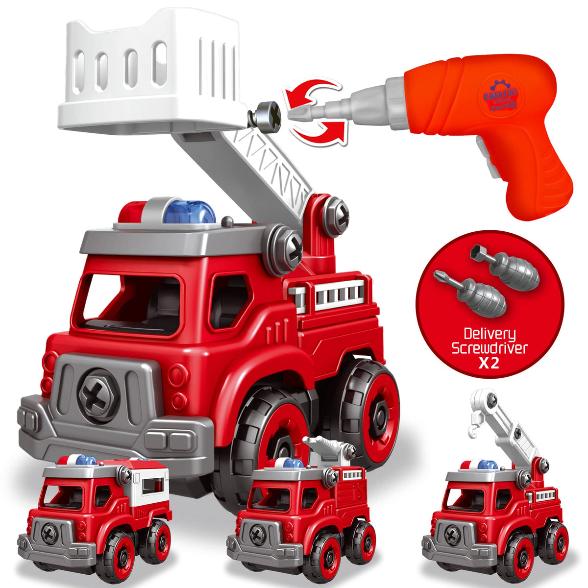 Toyk 4-in-1 take apart truck front view shows sturdy design for hands-on play.