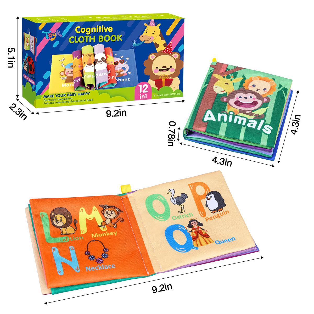 Toyk Baby Bath Books colorful illustrations support visual recognition and language