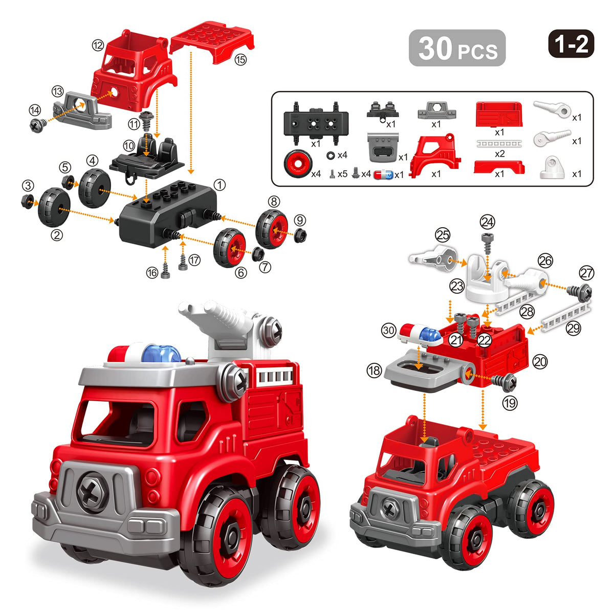 Toyk child assembling truck set to encourage fine motor skills.