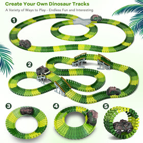 Toyk dinosaur-theme-race-track invites creative storytelling and racing fun.