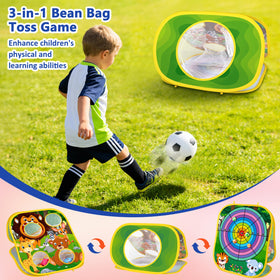 Toyk folding frame portable toss setup ready for quick transport and compact storage.