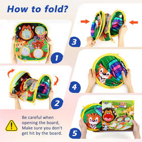 Toyk hole-board and dart-board combined side-by-side for versatile target play.
