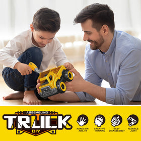 Toyk child play scene shows cooperative building and parent-child interaction