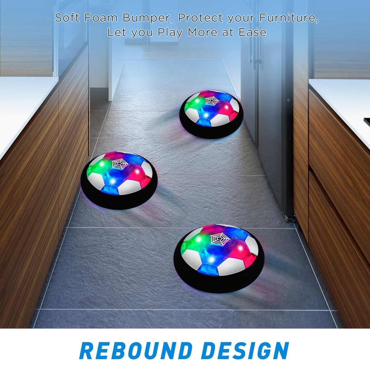 Toyk LED hover ball in action with lights during night play