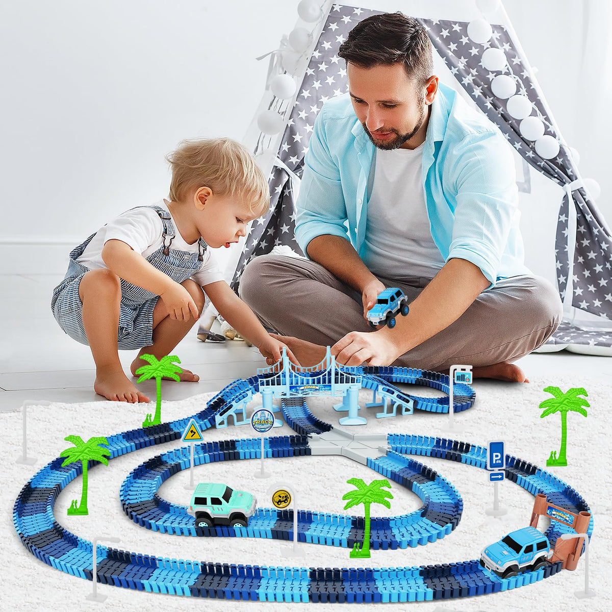 Toyk Track Car Toys assembled layout ready for quick setup and reuse
