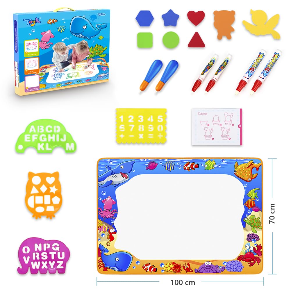 Toyk Water Doodle Mat drawing molds inspire guided shapes and patterns.