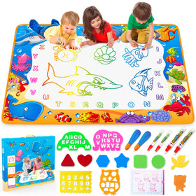 Toyk Water Doodle Mat pens for mess-free, reusable water drawings.