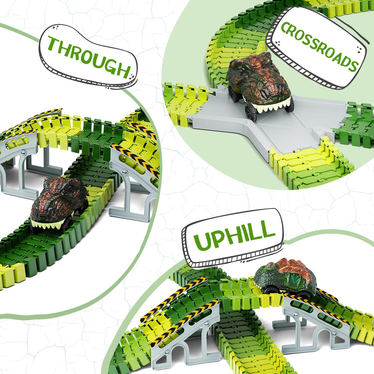 Toyk x-shape-crossroad enables dynamic track layouts for kids.
