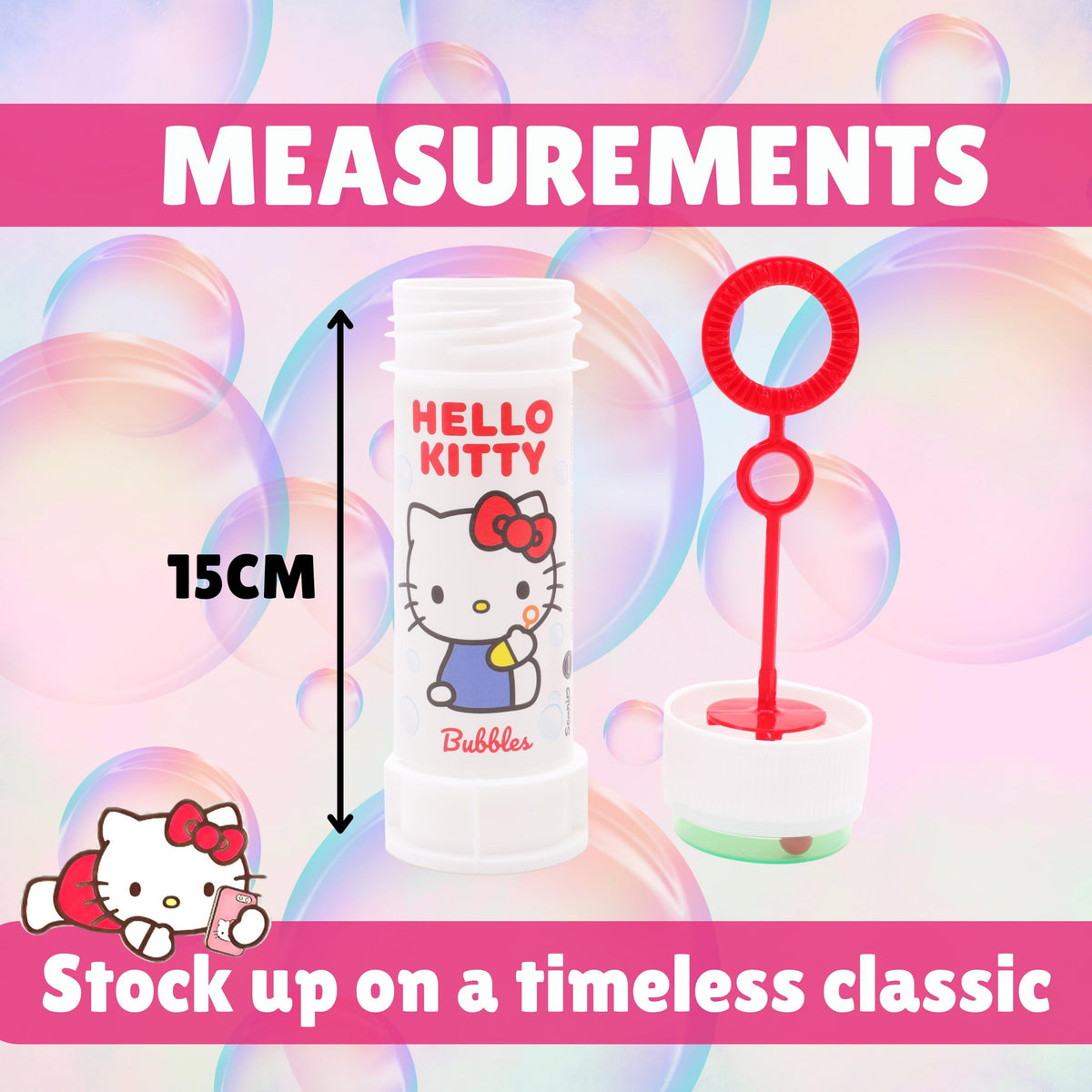 Toyland 12-pack bubble tubs feature assorted Hello Kitty designs.