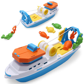 Toyland 40cm colourful fishing boat with moveable doors for bath play