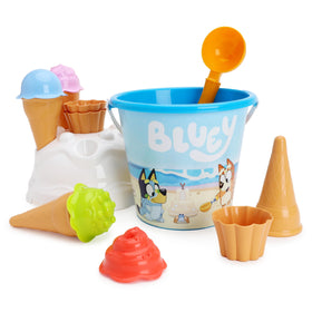 Toyland Bluey Bingo bucket with lid for sand and water play at the beach.