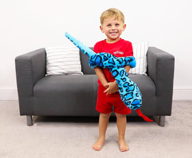Toyland giant two-toned plush snake close-up fur – soft texture details inviting hugs.
