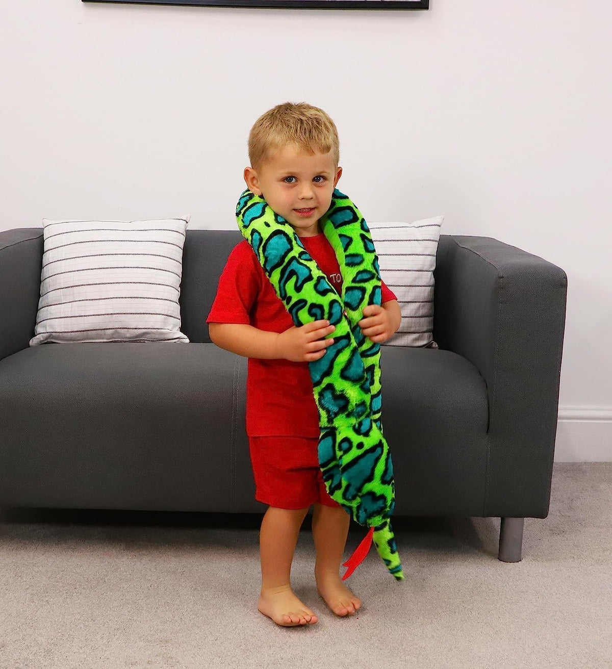 Toyland giant two-toned plush snake design collection features five options.