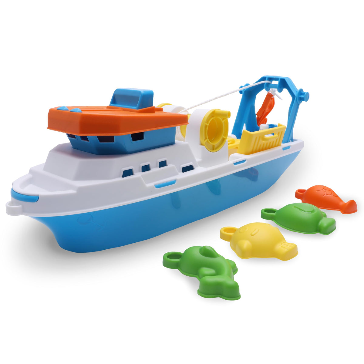 Toyland fishing boat with moveable doors for interactive play