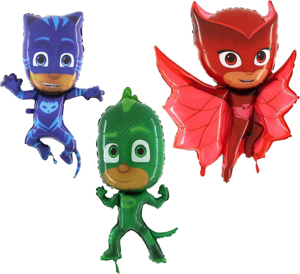 Toyland PJ Masks three-foil balloons featuring Catboy, Gekko and Owlette for festive party decor