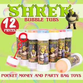 Toyland Shrek bubbles with wand dual-hole design for varying bubble sizes and longer play.