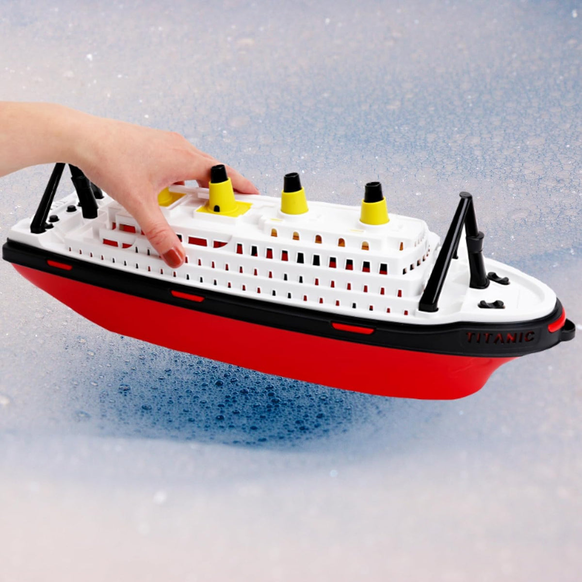Toyland Titanic boat invites imaginative play and storytelling during bath time.
