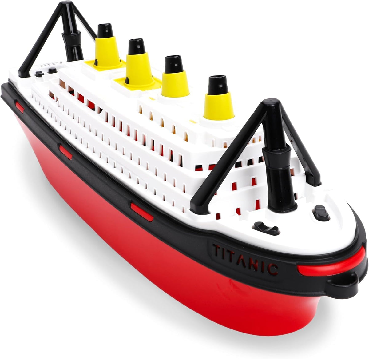 Toyland Titanic boat sits in a pool for imaginative summer play.