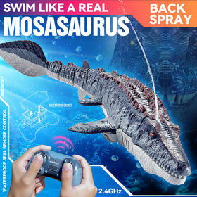 toylefun Mosasaurus RC toy measures 24 inches for a bold pool presence